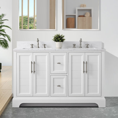  54" Freestanding Double Sink Bathroom Vanity with Top
