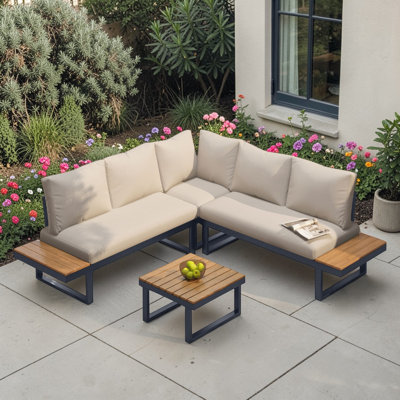 195cm Wide L-Shaped Patio Sectional Set