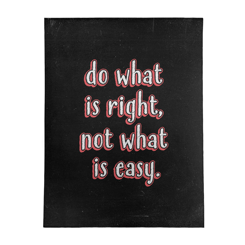 Tapis en poly-chenille style tableau noir do what is right quote, Rectangle 9 pi x 12 pi
