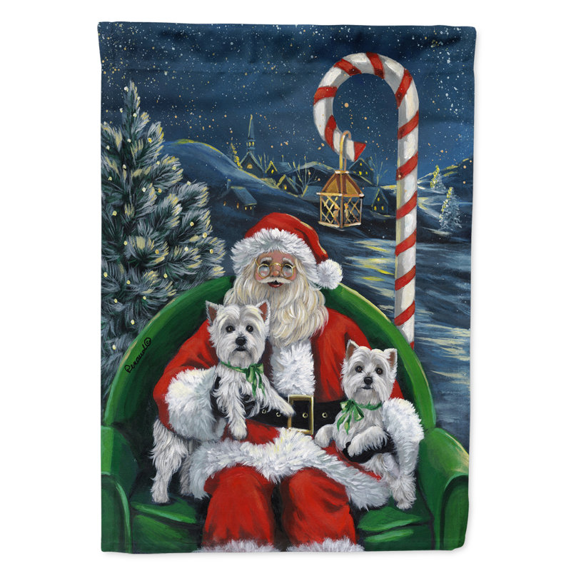 Drapeau de jardin en forme d'ange de Noël à 2 côtés Iaeger, Westie Village du Père Noël