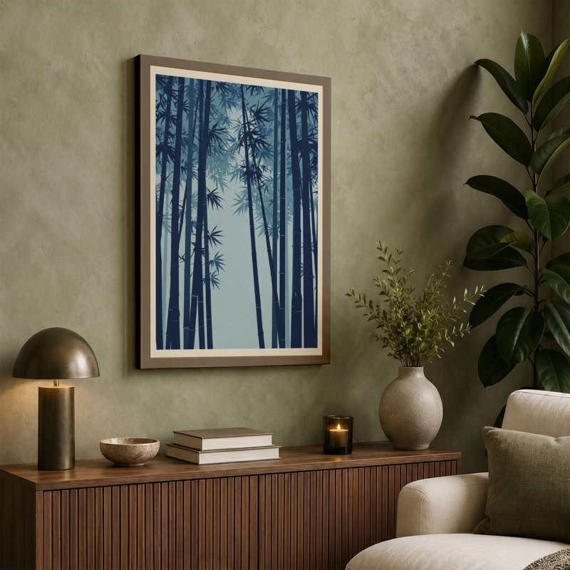 Quiet Bamboo Japandi - Wrapped Canvas, 30x20 - 76.2 x 50.8 cm, Terracotta Border