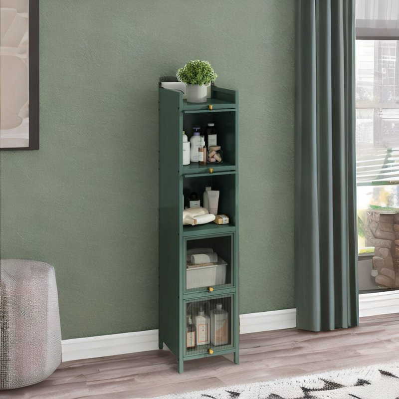 Four-tier Glass Door Cabinet, Green