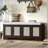 Rustic Storage Bench with Woven Rattan Doors & Adjustable Shelves