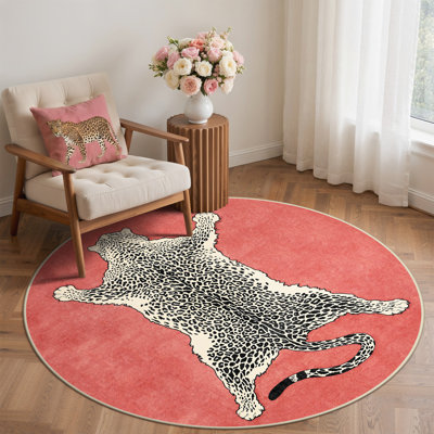 Alinda Talon Animal Print Red / Beige / Black Machine Washable Area Rug