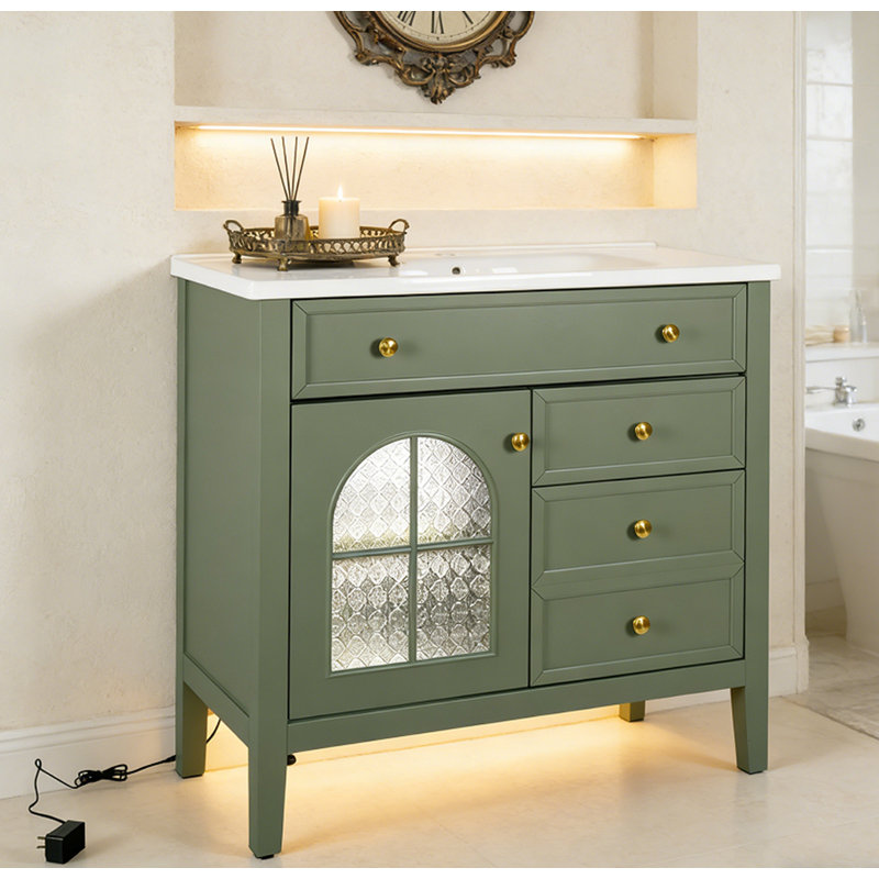 Armoire de salle de bain 35,6 po sans lavabo, Vert