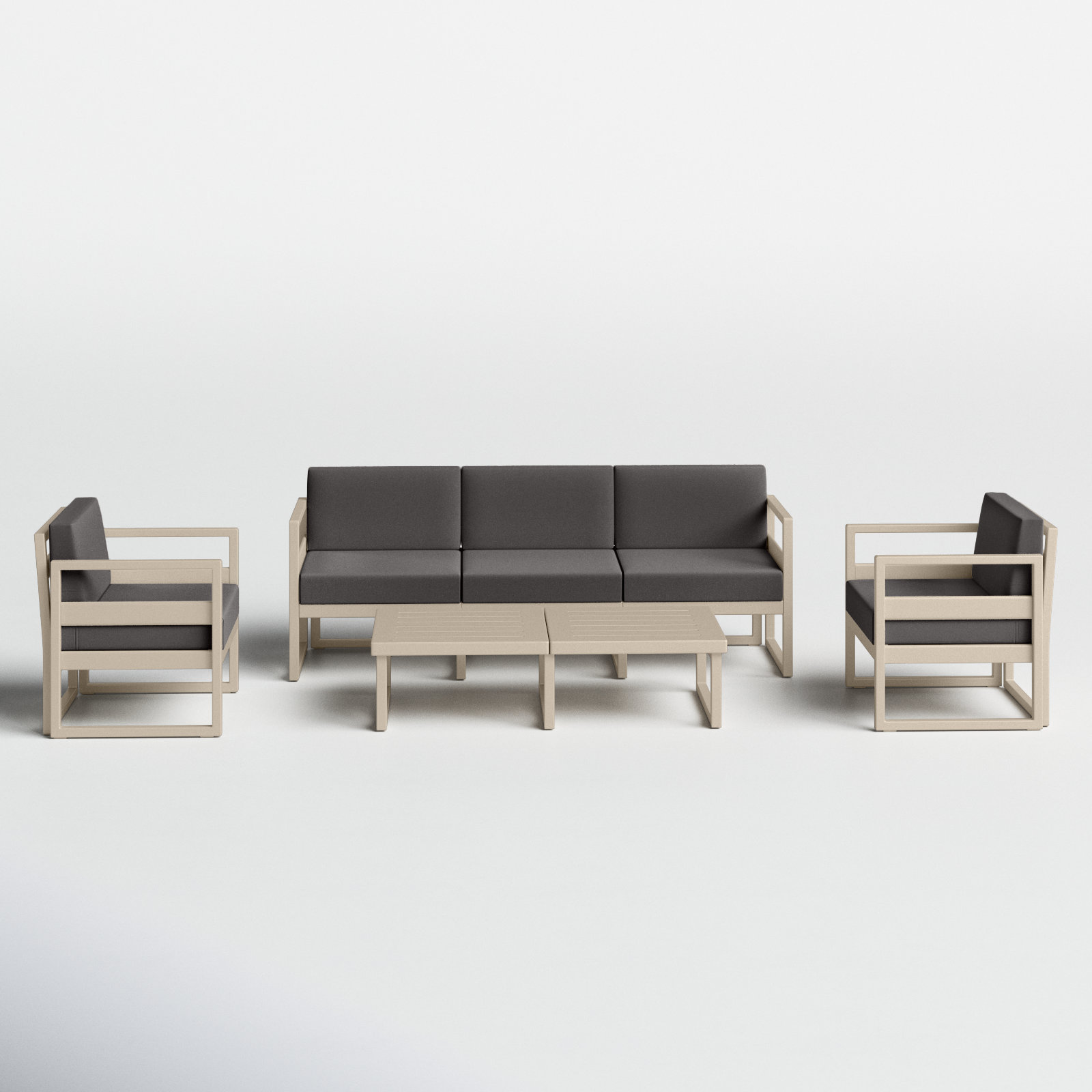 Lane 5 - Person Patio Conversation Set with Cushions, Taupe, Charcoal