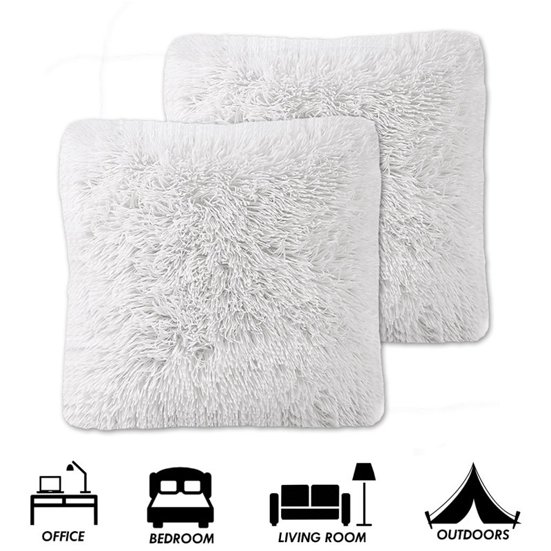 Coussin en fausse fourrure très douce et confortable, Blanc pur