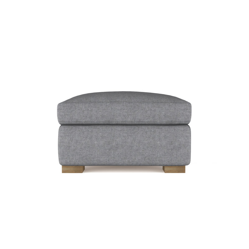 Horatio Upholstered Ottoman, Plush Velvet Pumice, Weathered