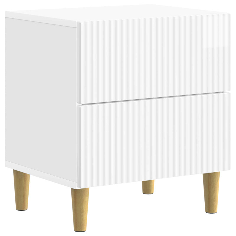 43cm W Manufactured Wood Bedside Table, High Gloss White