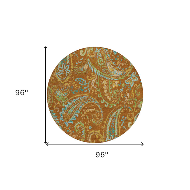 Tapis intérieur lavable antidérapant rond 8 'orange