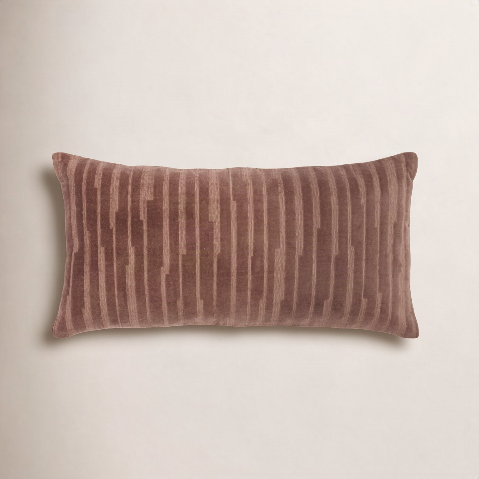 Zorina Embroidered Cotton Lumbar Throw Pillow, Brown