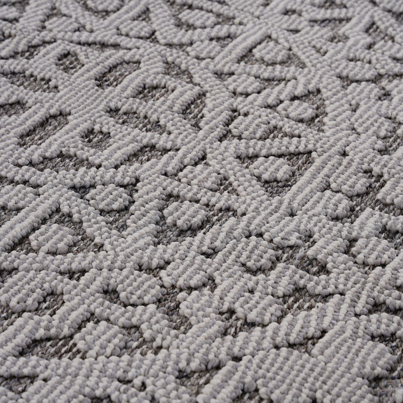 8X10 Gray/White Medallion Outdoor Carpet - Stain , Non-Shedding, Pet- Mat, , Size Options Floor Covering -, , Multiple Colors To Choose From