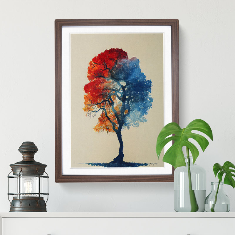 Tree No.5 - Single Picture Frame Painting, 64cm H x 46cm W x 2cm D, Walnut