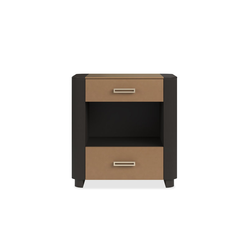Love-Ly 2 - Drawer Solid Wood Nightstand, Dark Chocolate