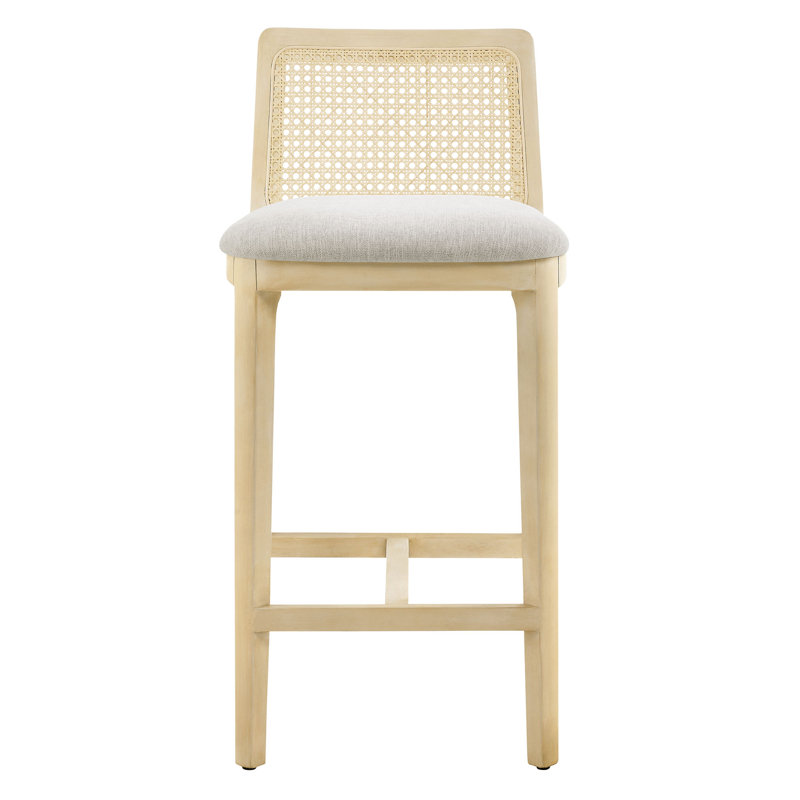 Monarch Wood And Rattan Counter Stool, White/Natural