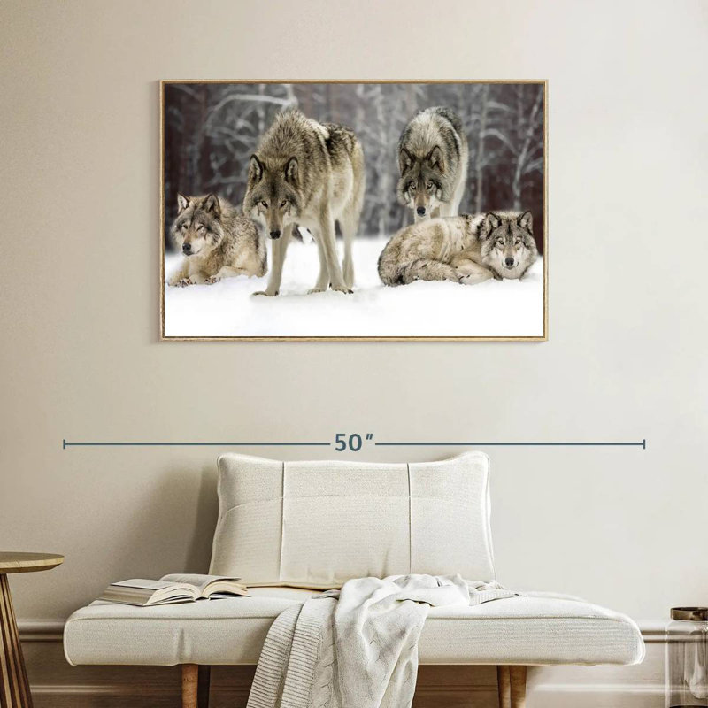 Loup, Cadre flottant en bois naturel, 40 po x 27 po