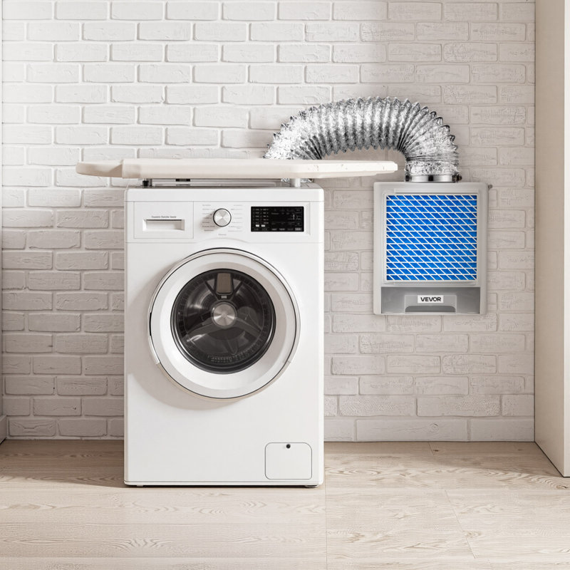 Ensemble d'évent de sécheuse d'intérieur 3 en 1, matériau en ABS de qualité supérieure avec tiroir à eau pour orifice d'évacuation de 4 pouces, hotte de rappel de surchauffe intelligente et avec 4 tampons de purification, pour sécheuses électriques