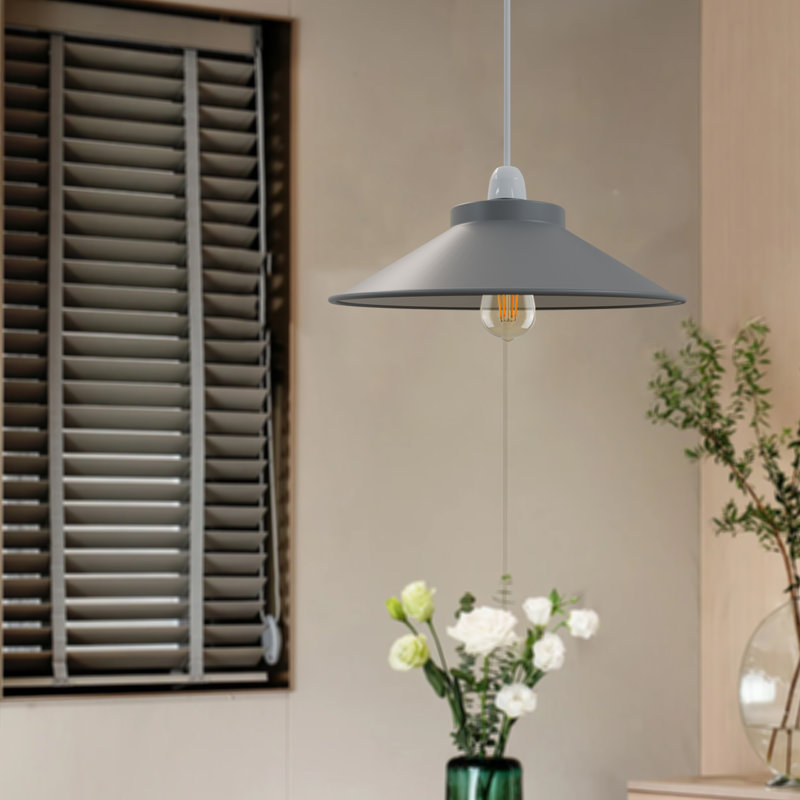 17cm H Metal Cone Lamp Shade ( Screw On ), Grey