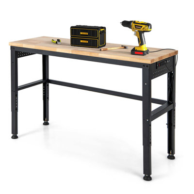 Établi avec plan de travail en bois à hauteur ajustable Gjyltene