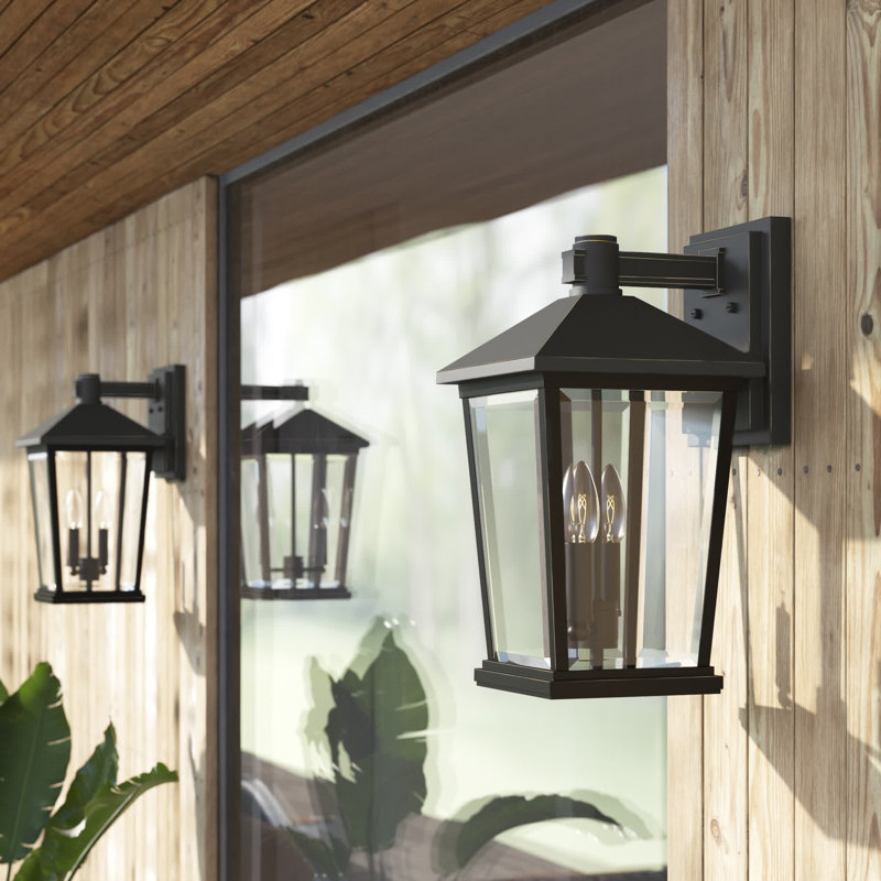 Lanterne murale d'extérieur à 2 ampoules H 17,75 po Bourke, Bronze huilé