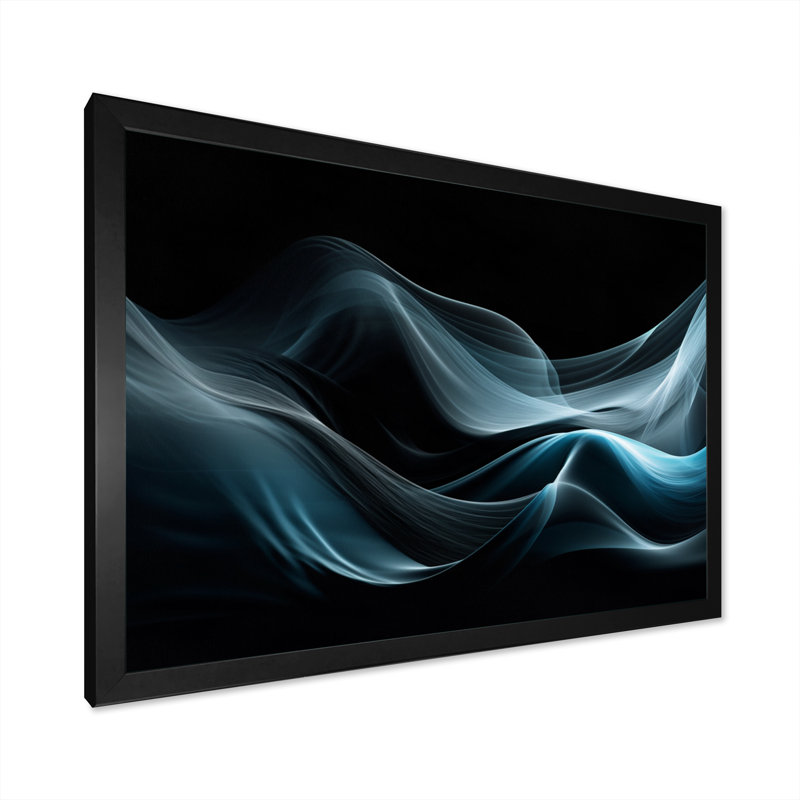 «Blue Black Contemplative Abstraction I», reproduction sur toile, H 12 po x l 20 po x P 1 po, Cadre photo noir
