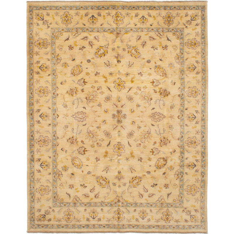 Tapis de zone en laine chobi 8 pi x 10 pi 3 po one-of-kind à la main noué la new age Kalyssa