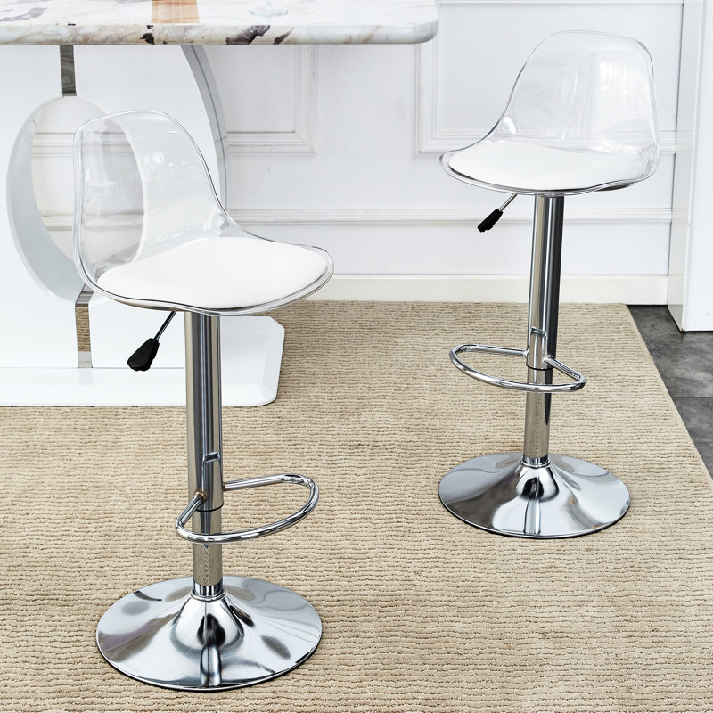 Tabourets de bar rotatifs et réglables à 360 ° - Sièges en polyuréthane, animaux de compagnie de conception moderne pour les bars, 2 pièces, blanc