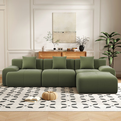 Canapé-lit modulaire en velours côtelé avec repose-pieds Bonord