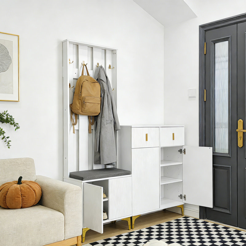 Ensemble de garde-robe moderne, armoire à chaussures avec tiroirs, rangement pour chaussures avec armoire à porte et arbre d'entrée
