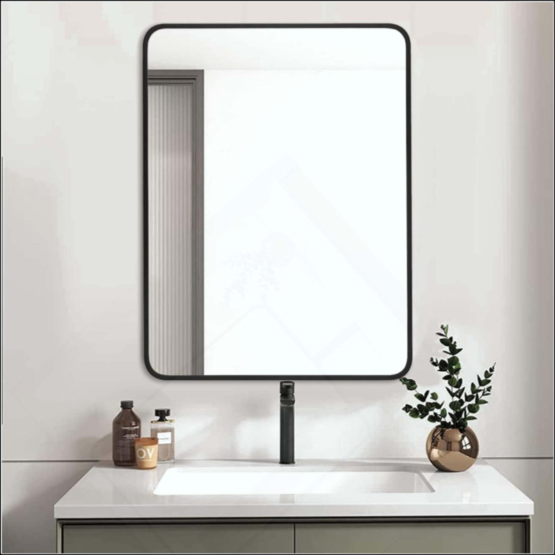 Miroir de salle de bain, Noir, 32 po x 24 po