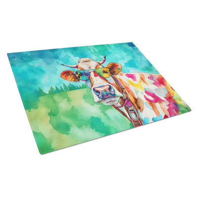 Hippie Animal Cow Glass Cutting Board