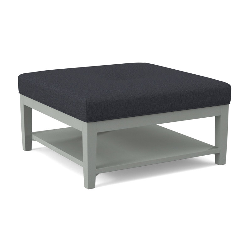 Hammond Square Ottoman, Green and Blue Stripe; 0252-54, Nickel Finish