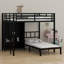 Lit superposé en métal avec bureau pliant, garde-robe à DEL