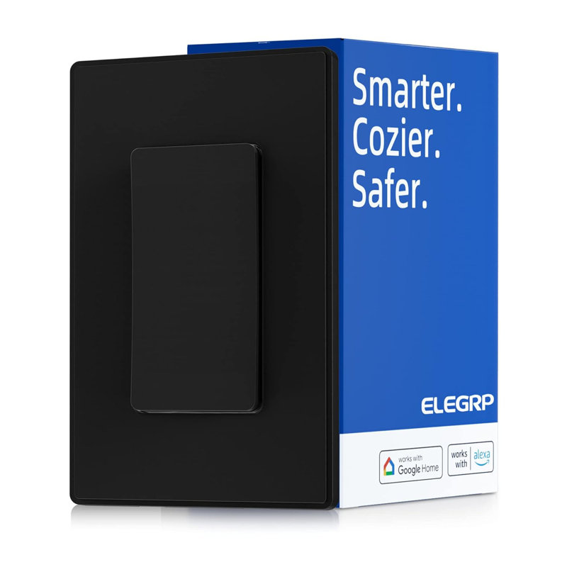 ELEGRP Smart Light Switch Single Pole, 2.4Ghz Wi-Fi Light Switch Compatible With Alexa & Google Assistant, Neutral Wire Required, APP Control, UL Certified, 1 PC