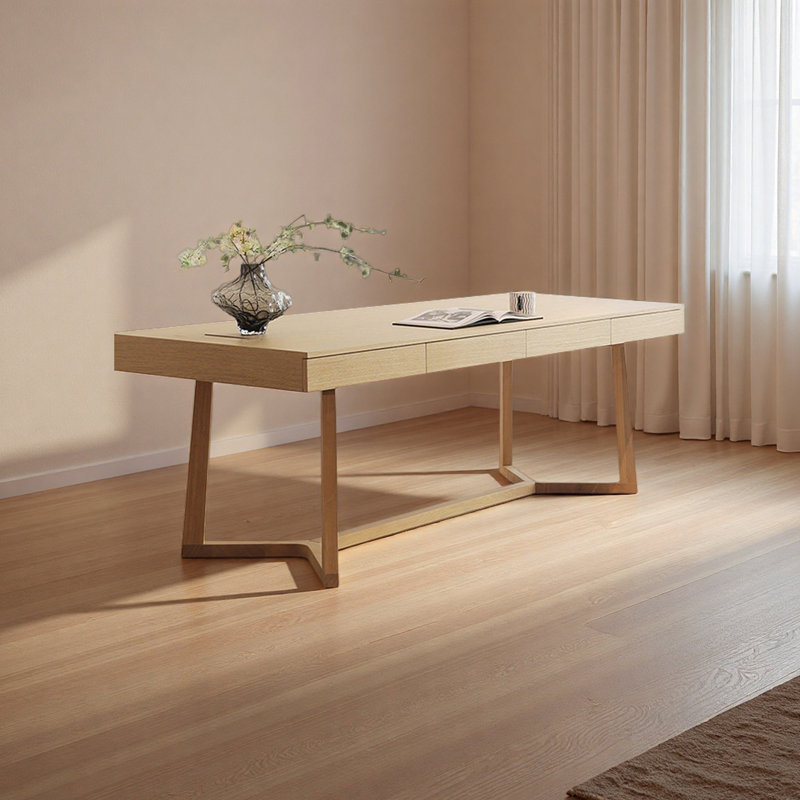 Bureau moderne en bois massif élégant, H 29,52 po x l 86,61 po x P 33,46 po
