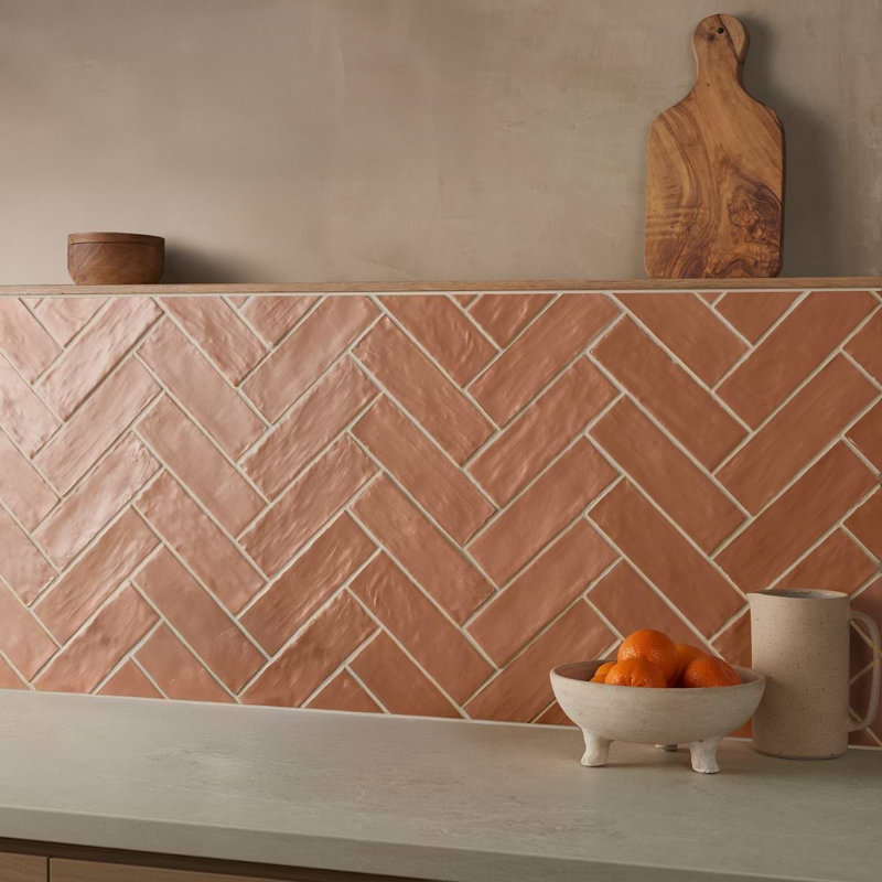 Montauk 2x8 Mixed Finish Ceramic Tile, Terracotta