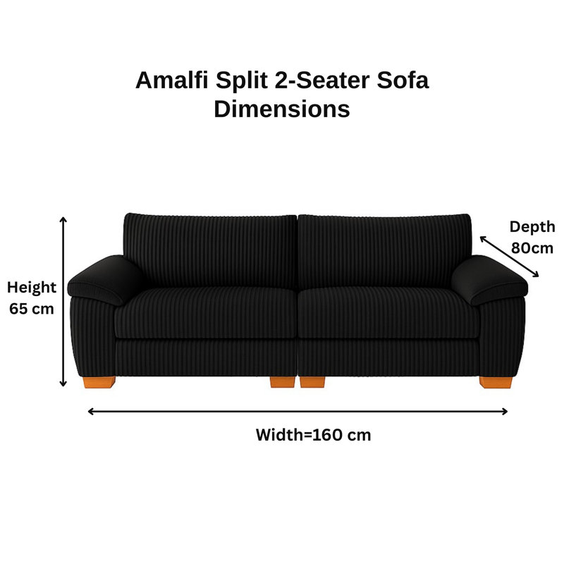 2 Seater Corduroy Sofa, Black