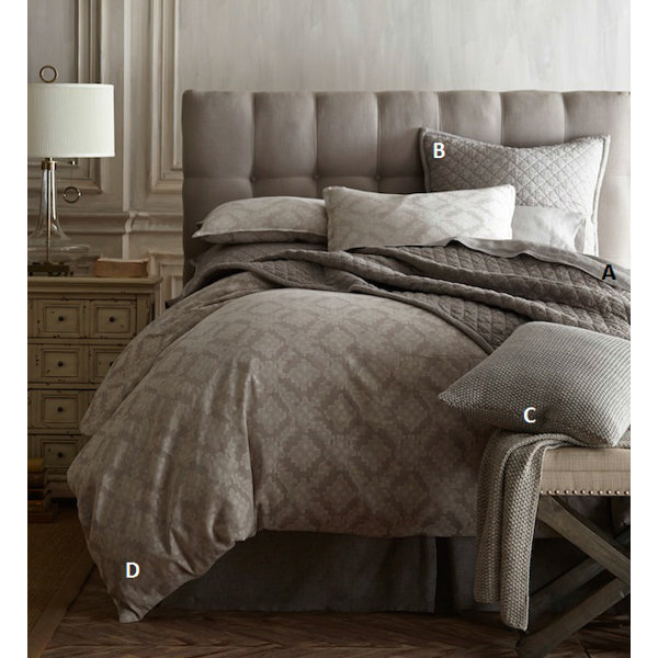 Dawson Linen Duvet Cover Set, Twin Duvet Cover + 2 Standard Shams, Gray