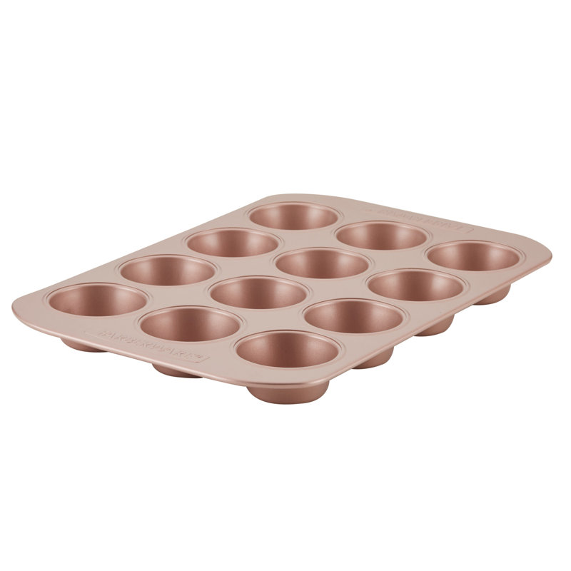 Rose Gold Nonstick 12-Cup Muffin Pan with Heavy-Gauge Steel
