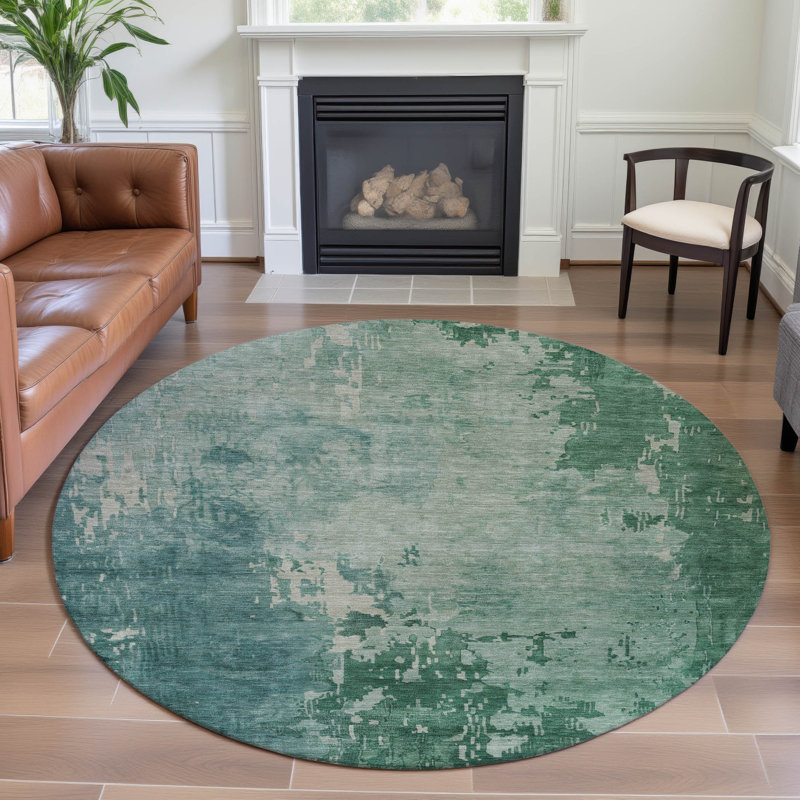 Premium Machine Washable Alijah AMF1257 Abstract Rug, Round 8'