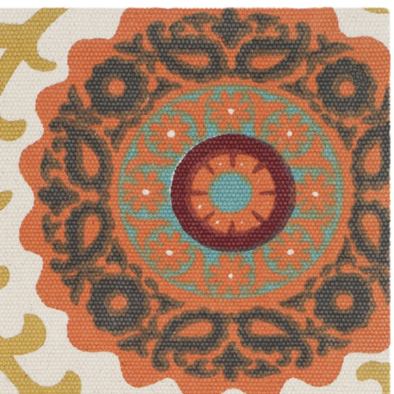 Blair Ivory & Orange Floral Area Rug, Runner 2' x 6'