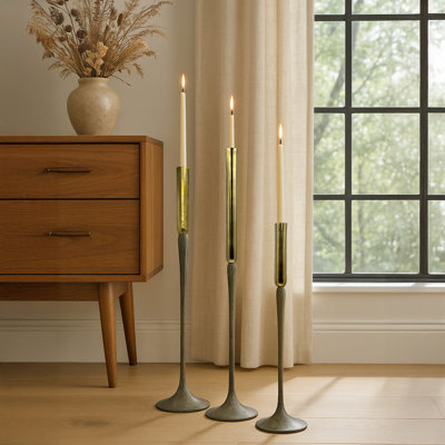Cathyleen Tall Brass Floor Candle Holders – Set