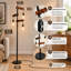 Lampadaire industriel en bois noir et naturel de 173 cm (68 po) avec trois lumières et variateur
