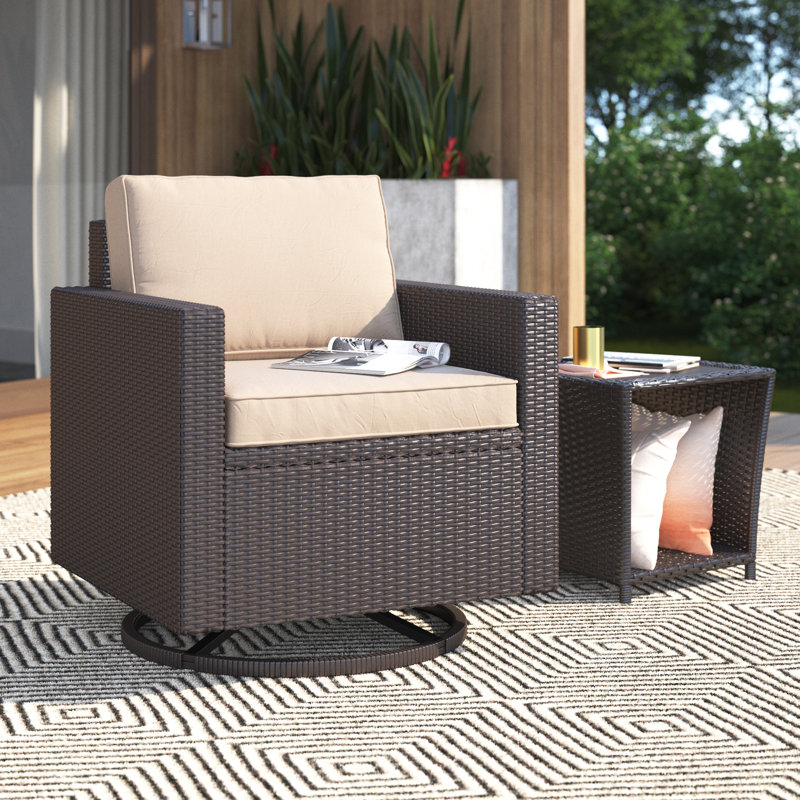 Chaise de patio pivotante avec coussins Arbedella, Sable