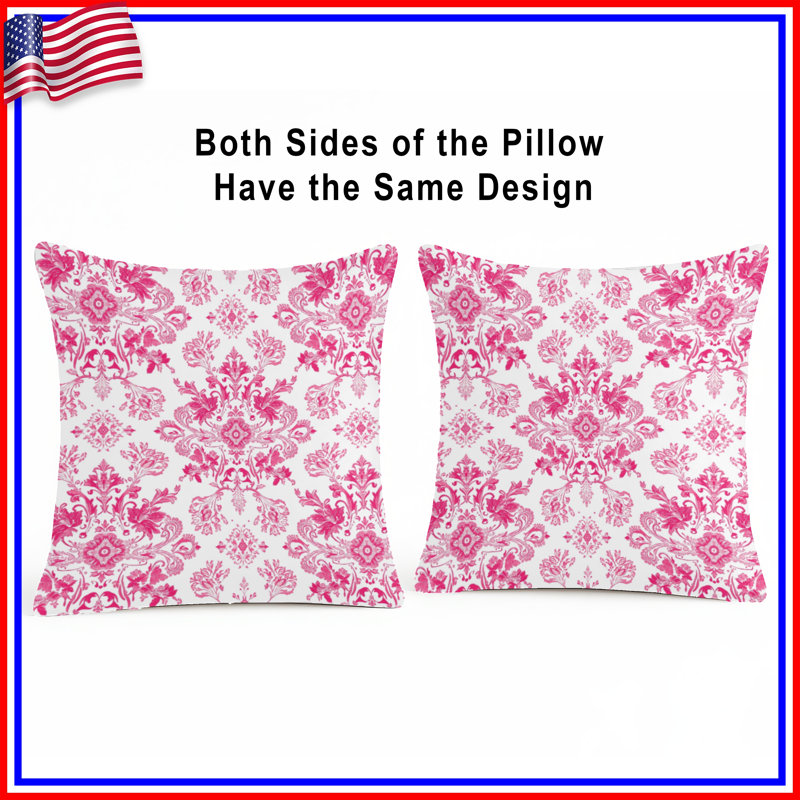 Coussins en damas rose, 26 x 26 pouces