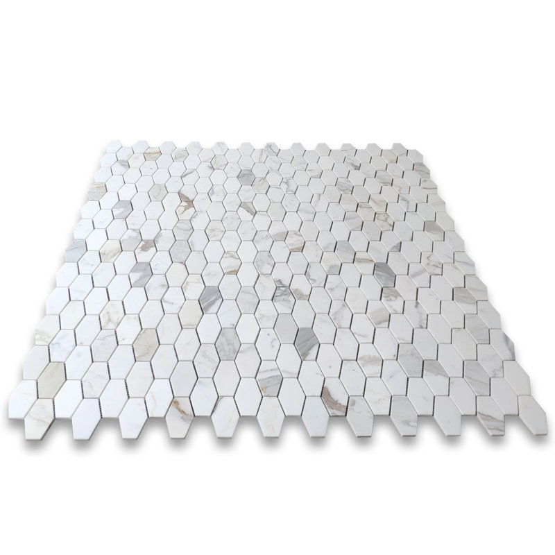 Calacatta 12" x 12" Marble Mosaic Tile, LIght Gray