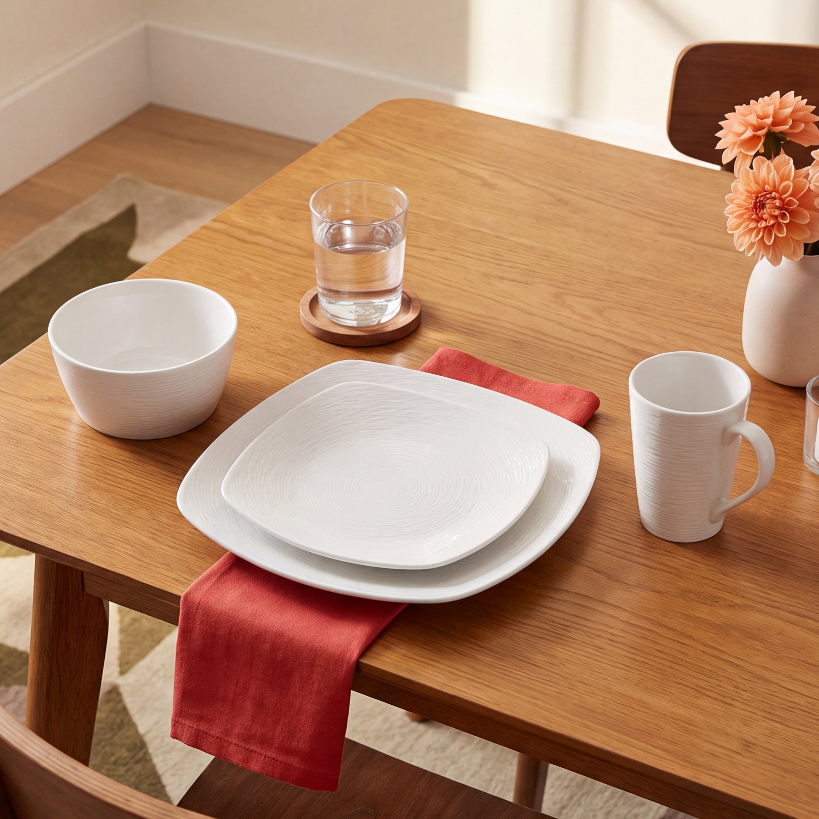 Noritake Colorscapes Swirl 4-Piece Square Place Setting, Service for 1, Navy