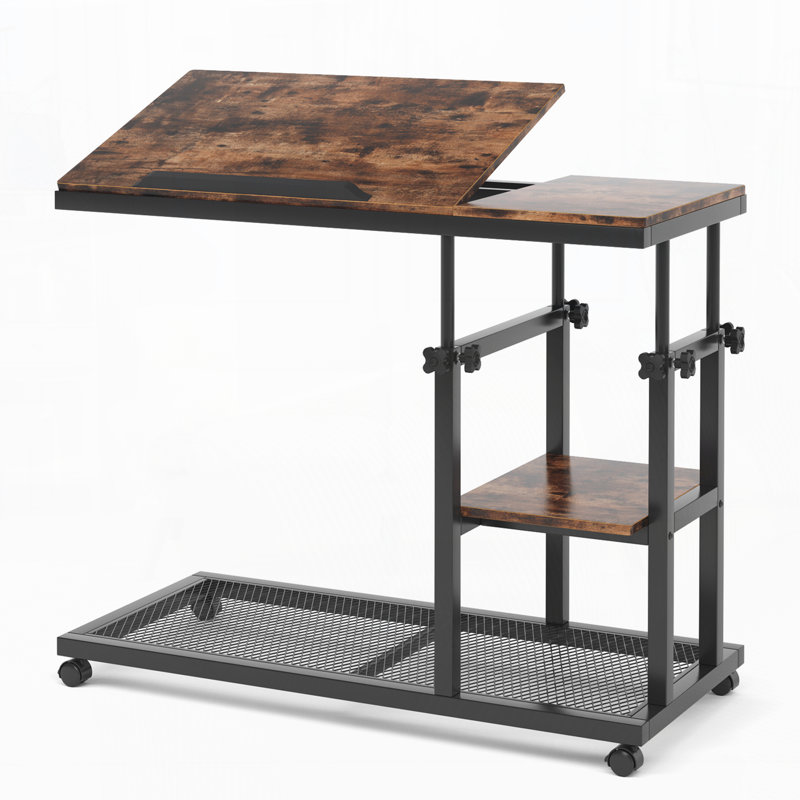 Table de bout réglable en forme de C 32 "avec roulettes et plateau inclinable