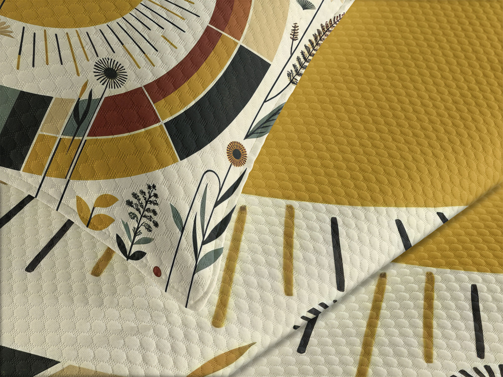 Ambesonne Mid Century Modern Bedspread Set Boho Sun Moth Pale Coffee ...