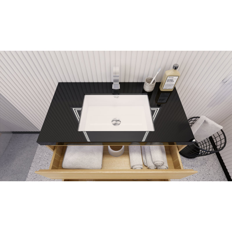 Santrice 35.5'' Single Bathroom Vanity with Acrylic Top, White Oak